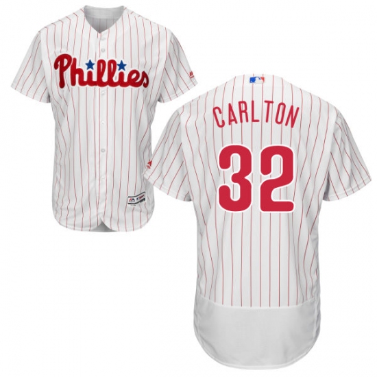 Men's Majestic Philadelphia Phillies 32 Steve Carlton White Home Flex Base Authentic Collection MLB Jersey