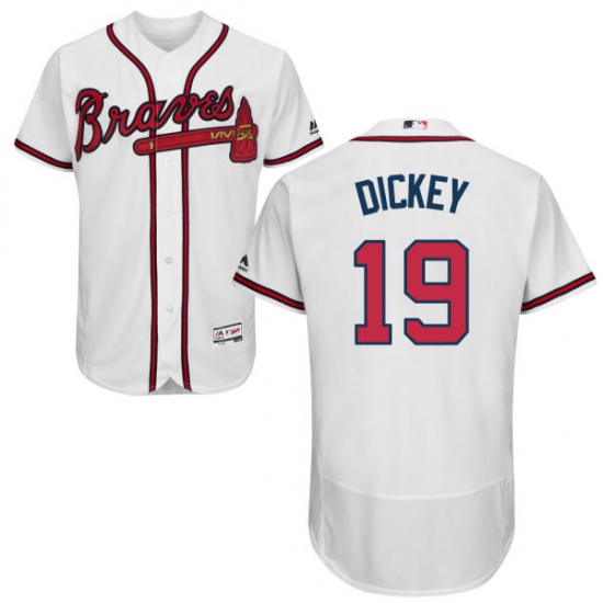 Men's Majestic Atlanta Braves 19 R.A. Dickey White Flexbase Authentic Collection MLB Jersey