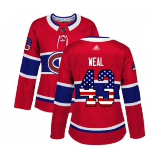 Women's Montreal Canadiens 43 Jordan Weal Authentic Red USA Flag Fashion Hockey Jersey