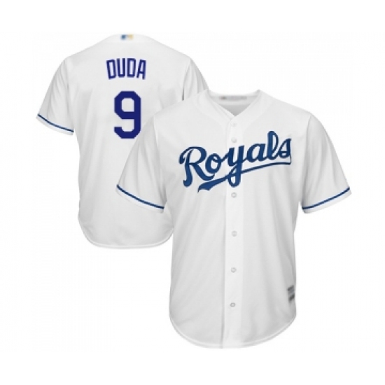 Men's Kansas City Royals 9 Lucas Duda Replica White Home Cool Base Baseball Jersey