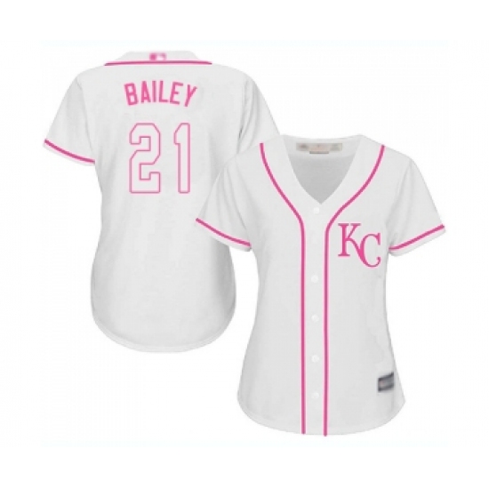 Women's Kansas City Royals 21 Homer Bailey Replica White Fashion Cool Base Baseball Jersey