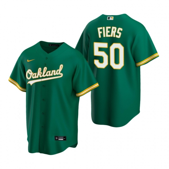 Men's Nike Oakland Athletics 50 Mike Fiers Green Alternate Stitched Baseball Jersey