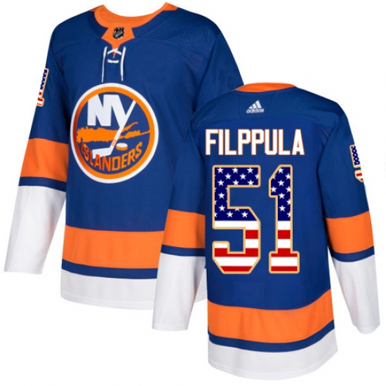 Youth Adidas New York Islanders 51 Valtteri Filppula Authentic Royal Blue USA Flag Fashion NHL Jersey