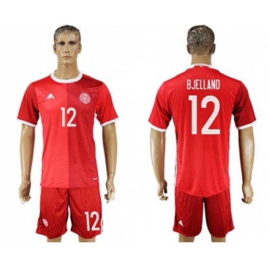 Danmark 12 Bjelland Red Home Soccer Country Jersey