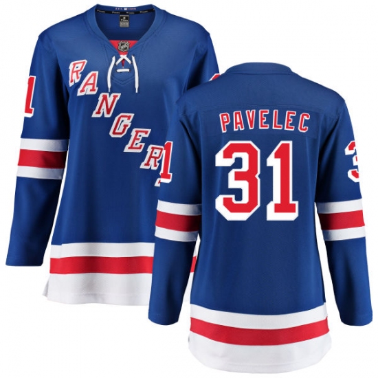 Women's New York Rangers 31 Ondrej Pavelec Fanatics Branded Royal Blue Home Breakaway NHL Jersey