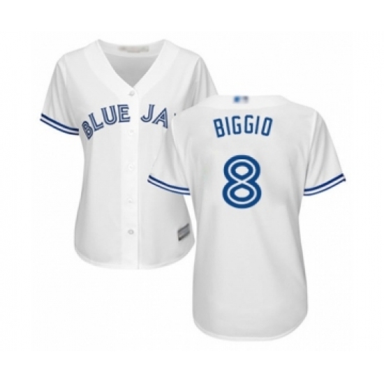 Women's Toronto Blue Jays 8 Cavan Biggio Authentic White Home Baseball Player Jersey