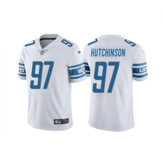 Men's Detroit Lions 97 Aidan Hutchinson White Vapor Untouchable Limited Stitched Jersey