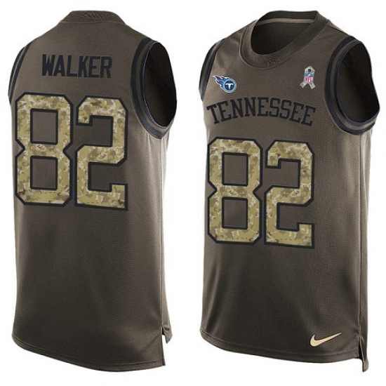 Men's Nike Tennessee Titans 82 Delanie Walker Limited Green Salute to Service Tank Top NFL Jersey