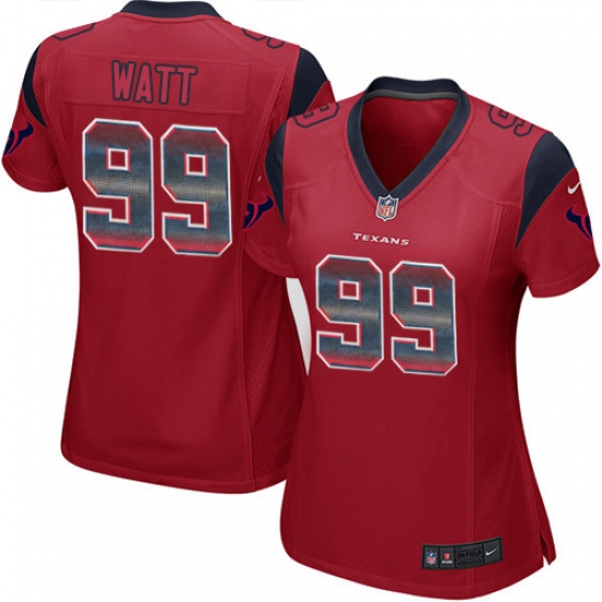 Women's Nike Houston Texans 99 J.J. Watt Limited Red Strobe NFL Jersey