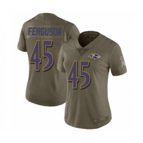 Women's Baltimore Ravens 45 Jaylon Ferguson Limited Olive 2017 Salute to Service Football Jersey