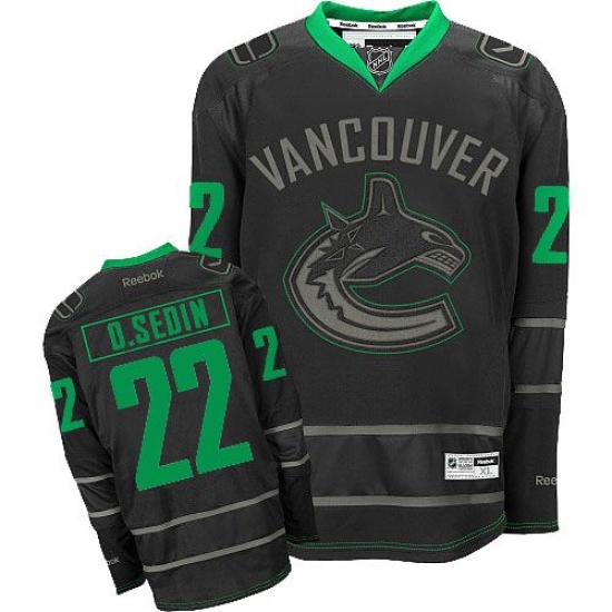 Men's Reebok Vancouver Canucks 22 Daniel Sedin Authentic Black Ice NHL Jersey