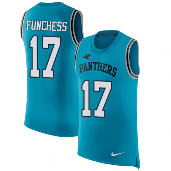 Men's Nike Carolina Panthers 17 Devin Funchess Limited Blue Rush Player Name & Number Tank Top NFL Jersey