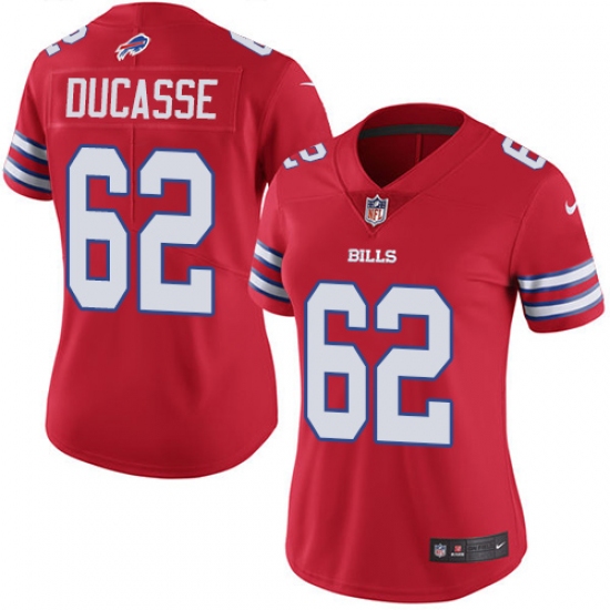 Women's Nike Buffalo Bills 62 Vladimir Ducasse Limited Red Rush Vapor Untouchable NFL Jersey