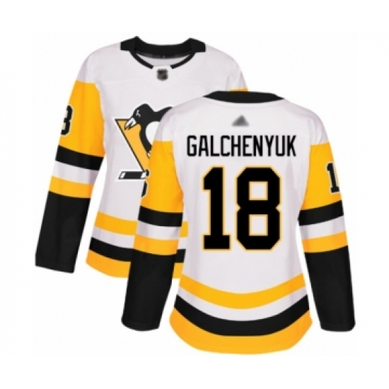 Women's Pittsburgh Penguins 18 Alex Galchenyuk Authentic White Away Hockey Jersey