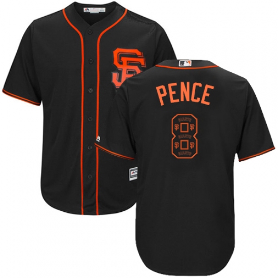 Men's Majestic San Francisco Giants 8 Hunter Pence Authentic Black Team Logo Fashion Cool Base MLB Jersey