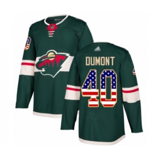 Youth Minnesota Wild 40 Gabriel Dumont Authentic Green USA Flag Fashion Hockey Jersey