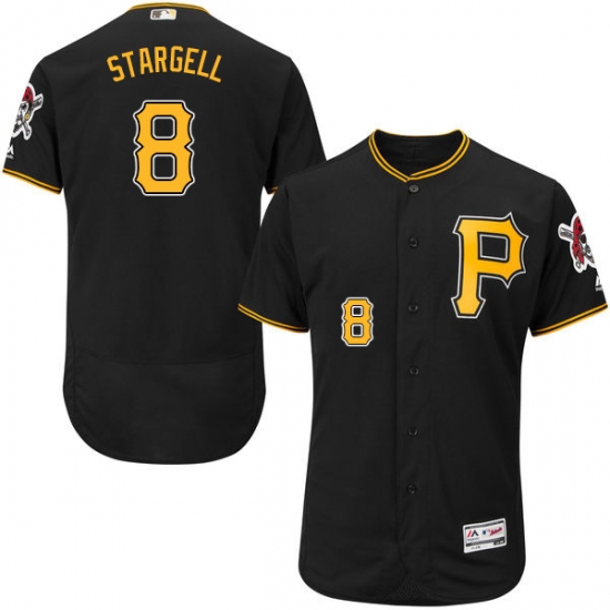 Men's Majestic Pittsburgh Pirates 8 Willie Stargell Black Alternate Flex Base Authentic Collection MLB Jersey