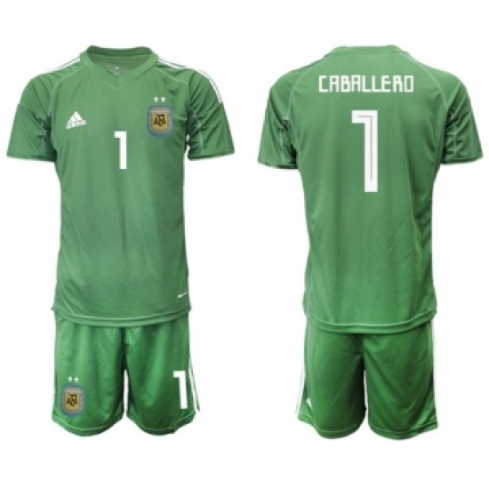 Argentina 1 Caballero Army Green Goalkeeper Soccer Country Jersey