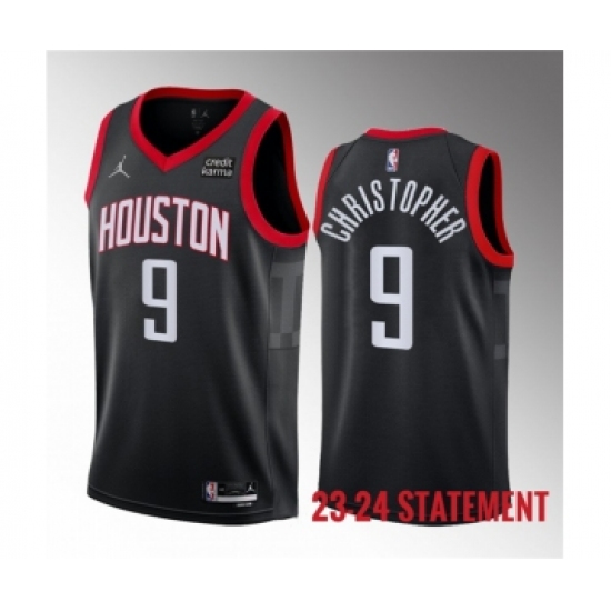 Men's Houston Rockets 9 Josh Christopher Black 2023 Statement Edition Stitched Basketball Jersey