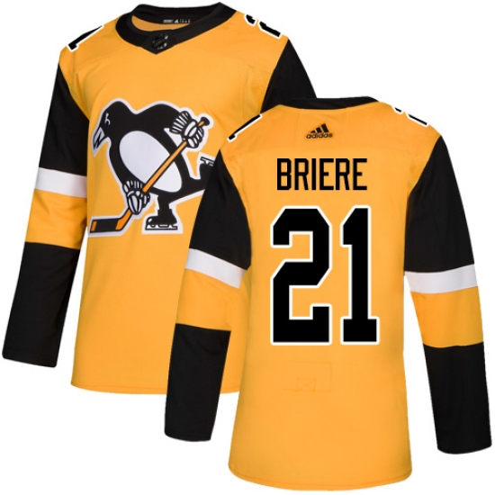 Youth Adidas Pittsburgh Penguins 21 Michel Briere Authentic Gold Alternate NHL Jersey