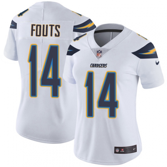 Women's Nike Los Angeles Chargers 14 Dan Fouts White Vapor Untouchable Limited Player NFL Jersey