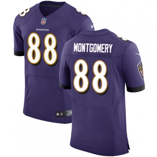 Men's Nike Baltimore Ravens 88 Ty Montgomery Purple Team Color Vapor Untouchable Elite Player NFL Jersey