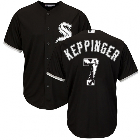 Men's Majestic Chicago White Sox 7 Jeff Keppinger Authentic Black Team Logo Fashion Cool Base MLB Jersey