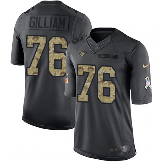 Men's Nike San Francisco 49ers 76 Garry Gilliam Limited Black 2016 Salute to Service NFL Jersey