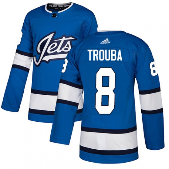 Youth Adidas Winnipeg Jets 8 Jacob Trouba Authentic Blue Alternate NHL Jersey