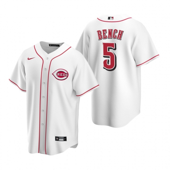 Men's Nike Cincinnati Reds 5 Johnny Bench White Home Stitched Baseball Jersey