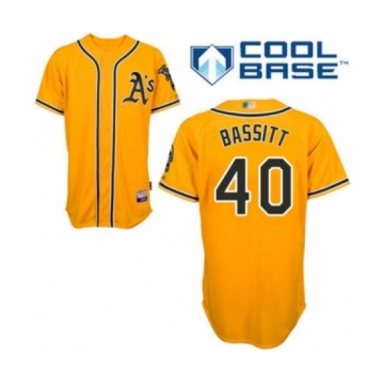 Youth Oakland Athletics 40 Chris Bassitt Authentic Gold Alternate 2 Cool Base Baseball Player Jersey