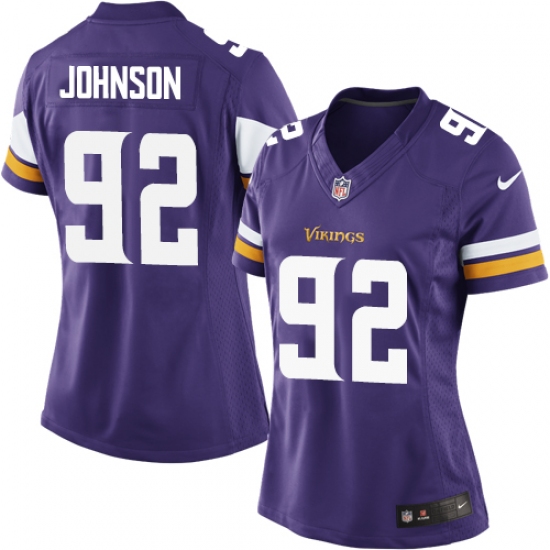 Women's Nike Minnesota Vikings 92 Tom Johnson Purple Team Color Vapor Untouchable Limited Player NFL Jersey