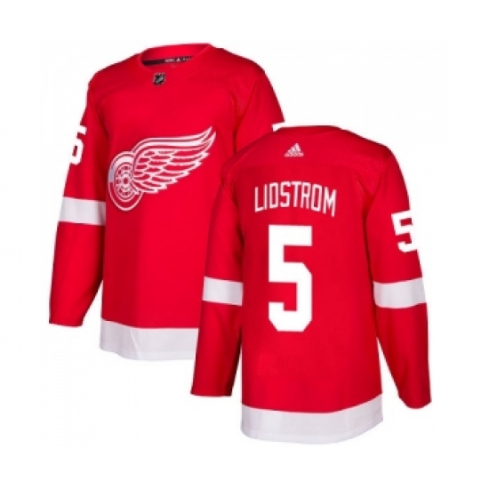 Men's Adidas Detroit Red Wings 5 Nicklas Lidstrom Red Home Authentic Stitched NHL Jersey