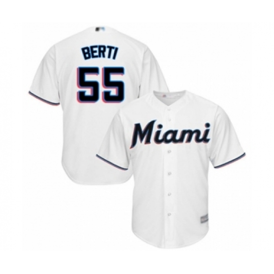 Youth Miami Marlins 55 Jon Berti Authentic White Home Cool Base Baseball Player Jersey