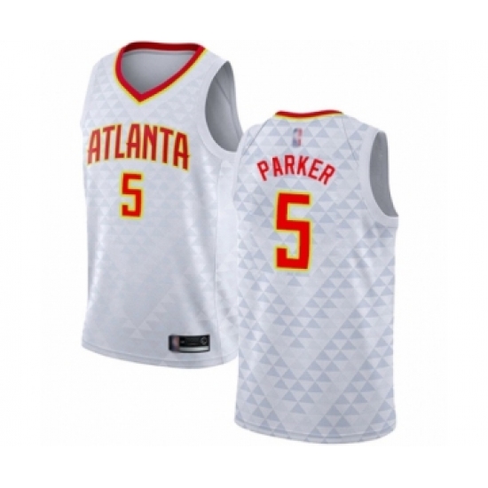 Men's Atlanta Hawks 5 Jabari Parker Authentic White Basketball Jersey - Association Edition