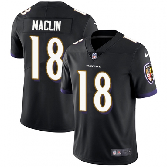 Youth Nike Baltimore Ravens 18 Jeremy Maclin Black Alternate Vapor Untouchable Limited Player NFL Jersey