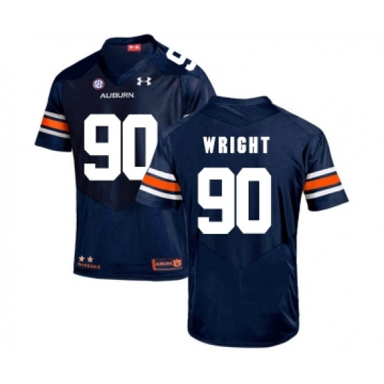 Auburn Tigers 90 Gabe Wright Navy College Football Jersey