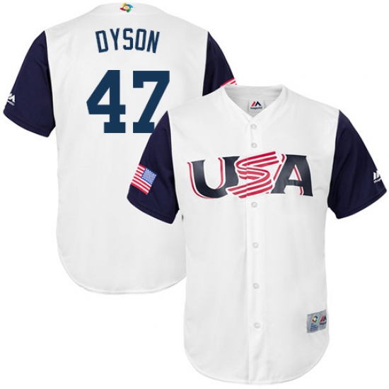 Men's USA Baseball Majestic 47 Sam Dyson White 2017 World Baseball Classic Replica Team Jersey