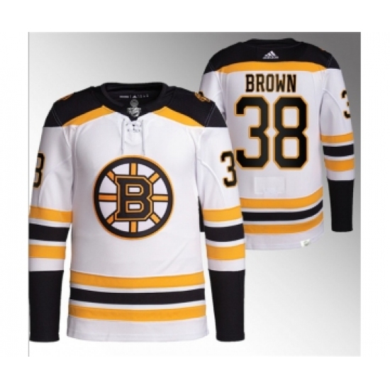 Men's Boston Bruins 38 Patrick Brown White Stitched Jersey