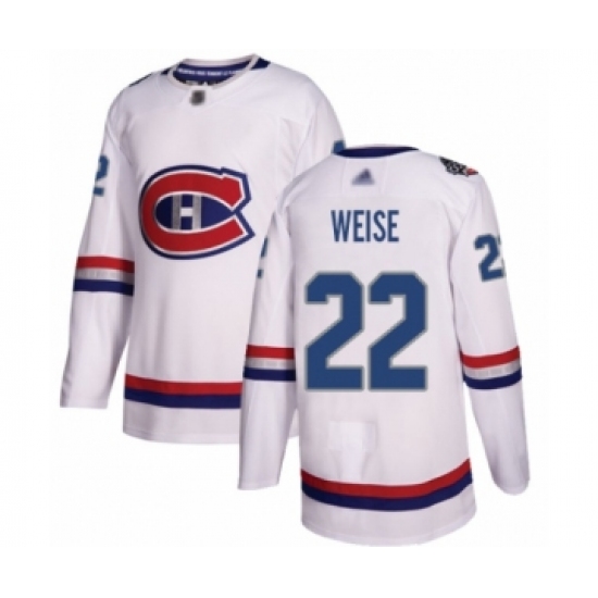 Youth Montreal Canadiens 22 Dale Weise Authentic White 2017 100 Classic Hockey Jersey