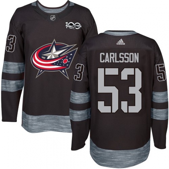 Men's Adidas Columbus Blue Jackets 53 Gabriel Carlsson Authentic Black 1917-2017 100th Anniversary NHL Jersey