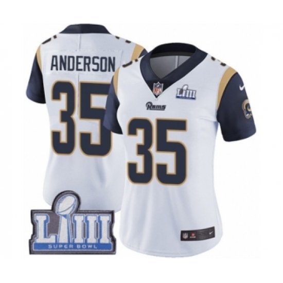 Women's Nike Los Angeles Rams 35 C.J. Anderson White Vapor Untouchable Limited Player Super Bowl LIII Bound NFL Jersey