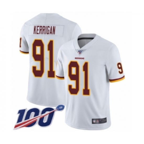 Youth Washington Redskins 91 Ryan Kerrigan White Vapor Untouchable Limited Player 100th Season Football Jersey