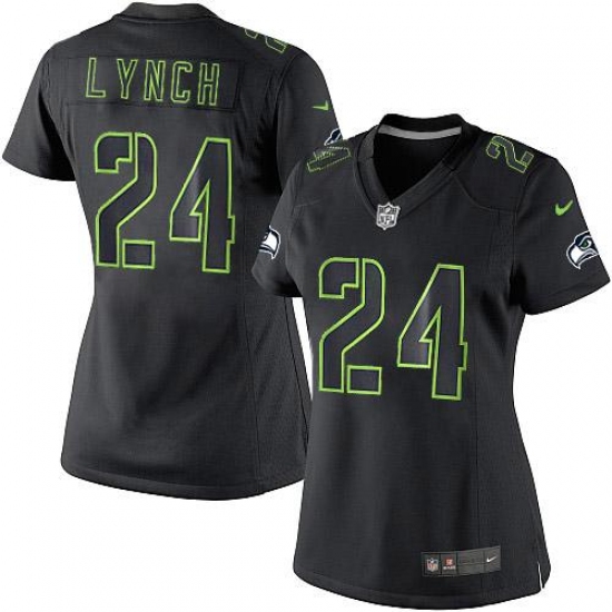 Women's Nike Seattle Seahawks 24 Marshawn Lynch Limited Black Impact NFL Jersey