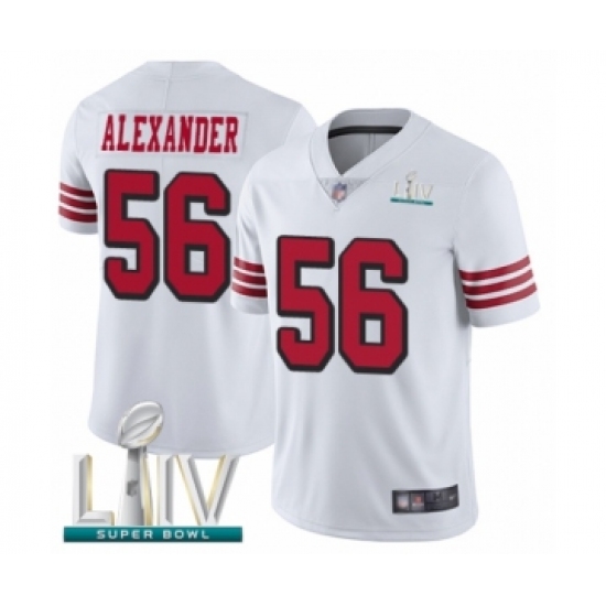Men's San Francisco 49ers 56 Kwon Alexander Limited White Rush Vapor Untouchable Super Bowl LIV Bound Football Jersey