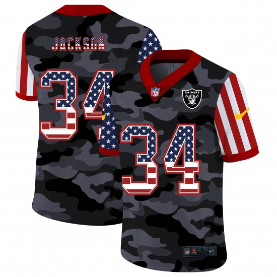 Men's Oakland Raiders 34 Bo Jackson Camo Flag Nike Limited Jersey