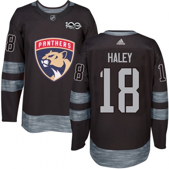 Men's Adidas Florida Panthers 18 Micheal Haley Premier Black 1917-2017 100th Anniversary NHL Jersey