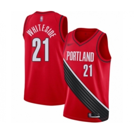 Men's Portland Trail Blazers 21 Hassan Whiteside Swingman Red Finished Basketball Jersey - Statement Editio