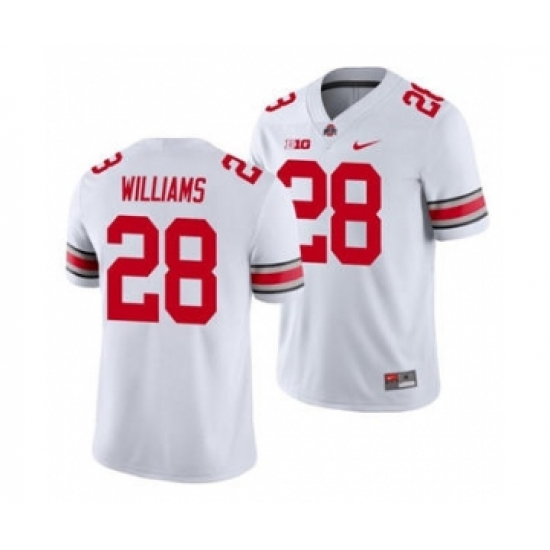 Men's Ohio State Buckeyes Miyan Williams 28 White Game Football Jersey