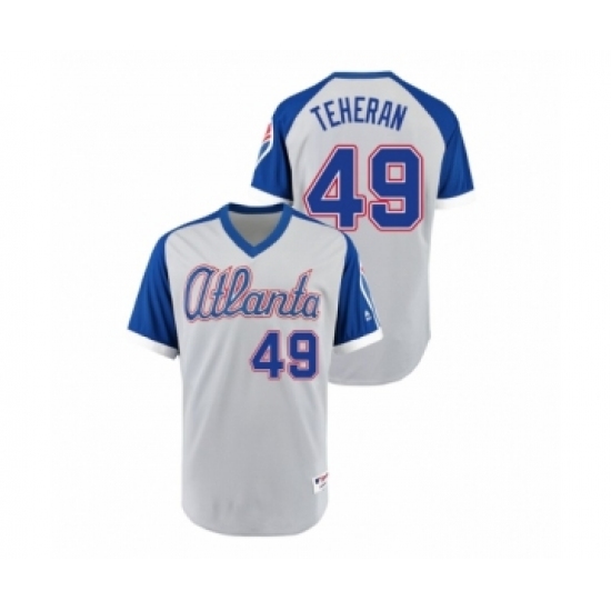 Men's Atlanta Braves 49 Turn Back the Clock Julio Teheran Gray Royal 1979 Authentic Jersey